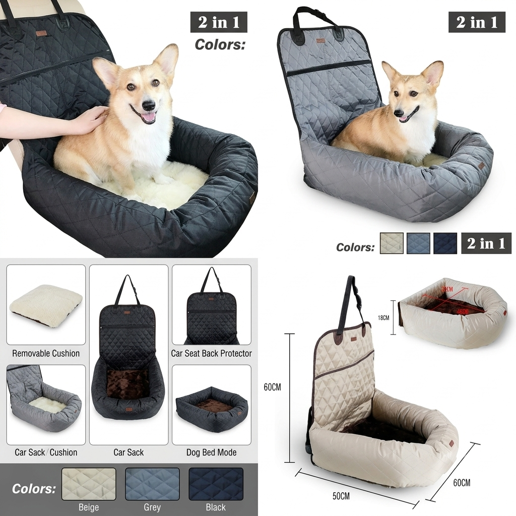 New Multifunctional Pet Car Bed with Thick Cushion